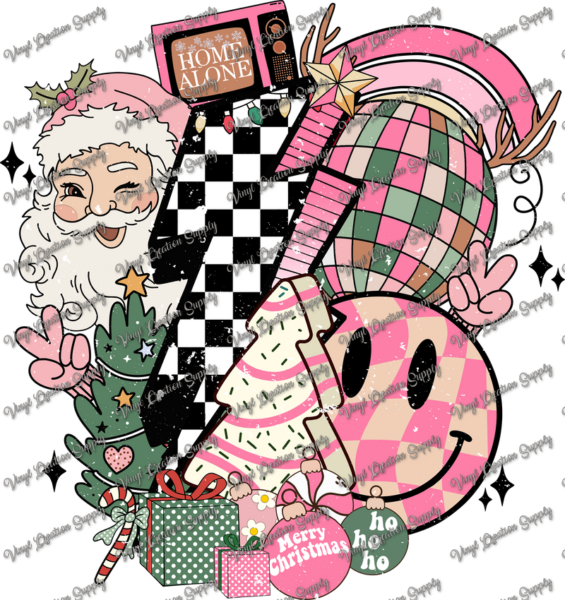 Pink Christmas Collage Grunge