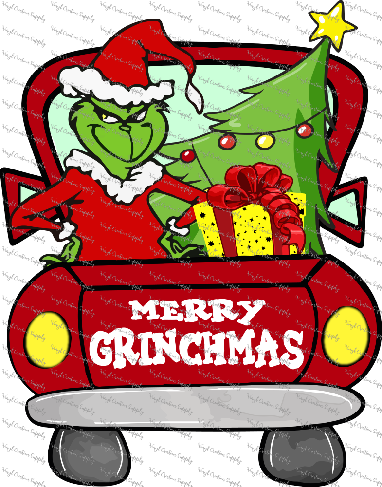 Merry Christmas Grinch Truck DTF Transfer