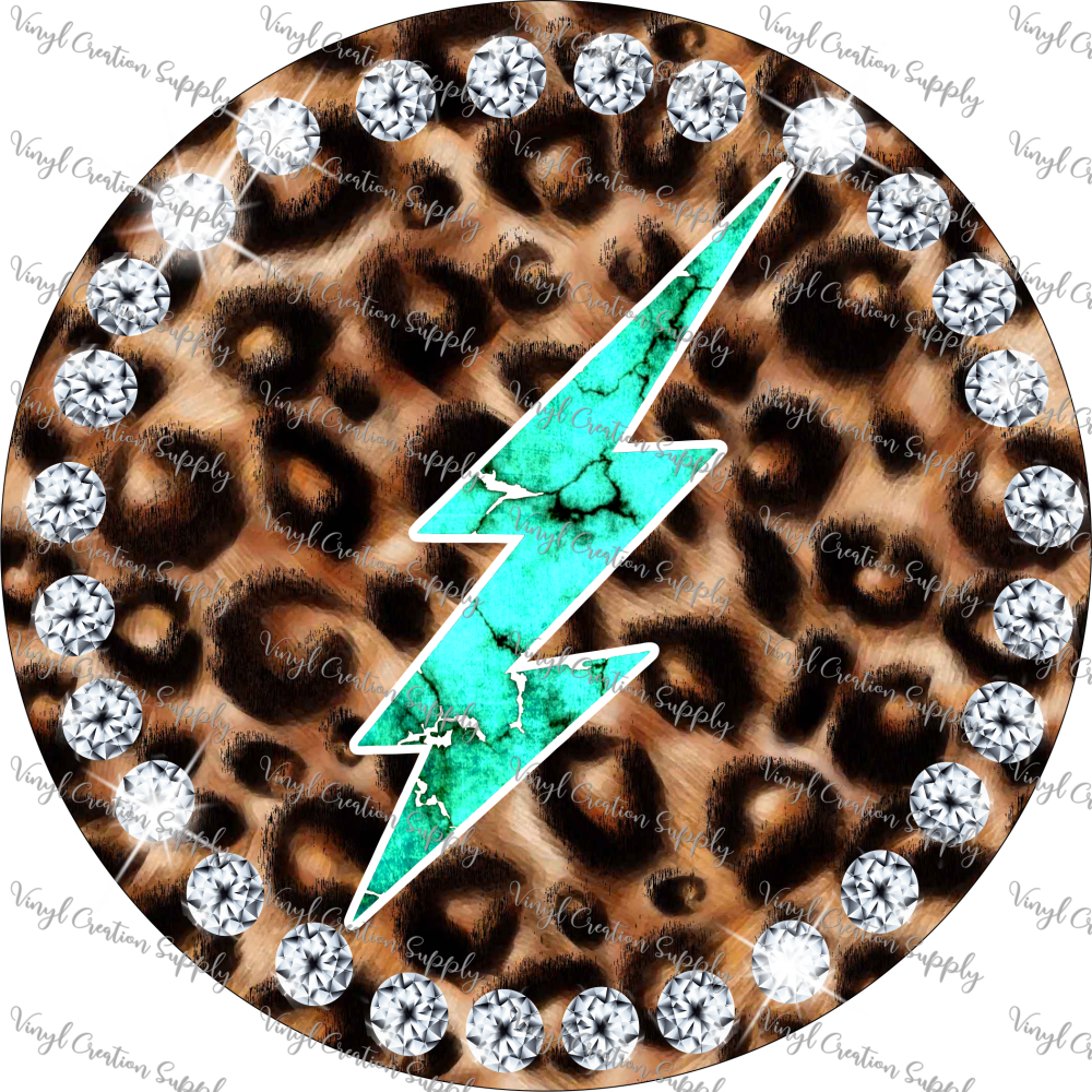 CUSTOM Cubs Leopard lightning bolt on black circle *DTF Transfer –