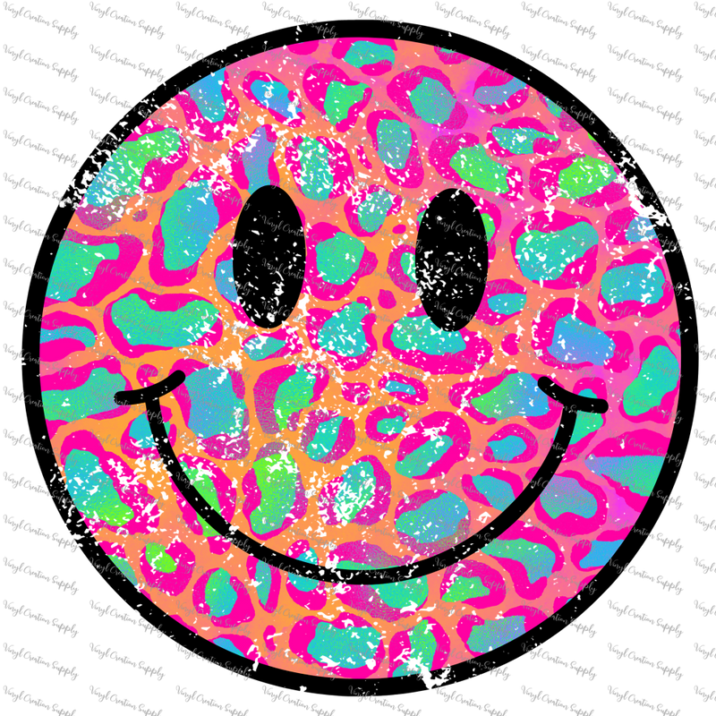 Neon Leopard Smiley Face