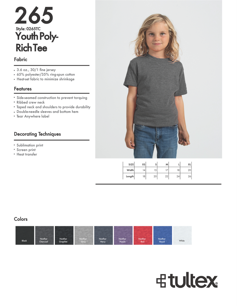 Tultex 265 Youth Poly-Rich Tee
