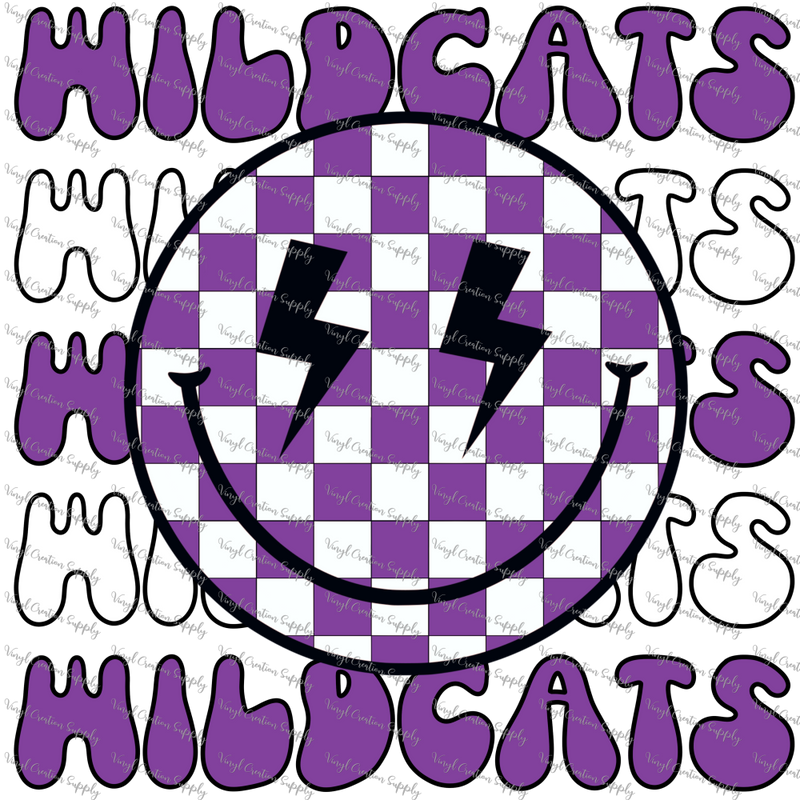 Wildcat Purple Checkered Smiley