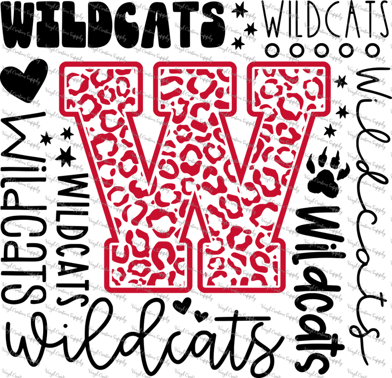 Wildcats Typography Red & Black