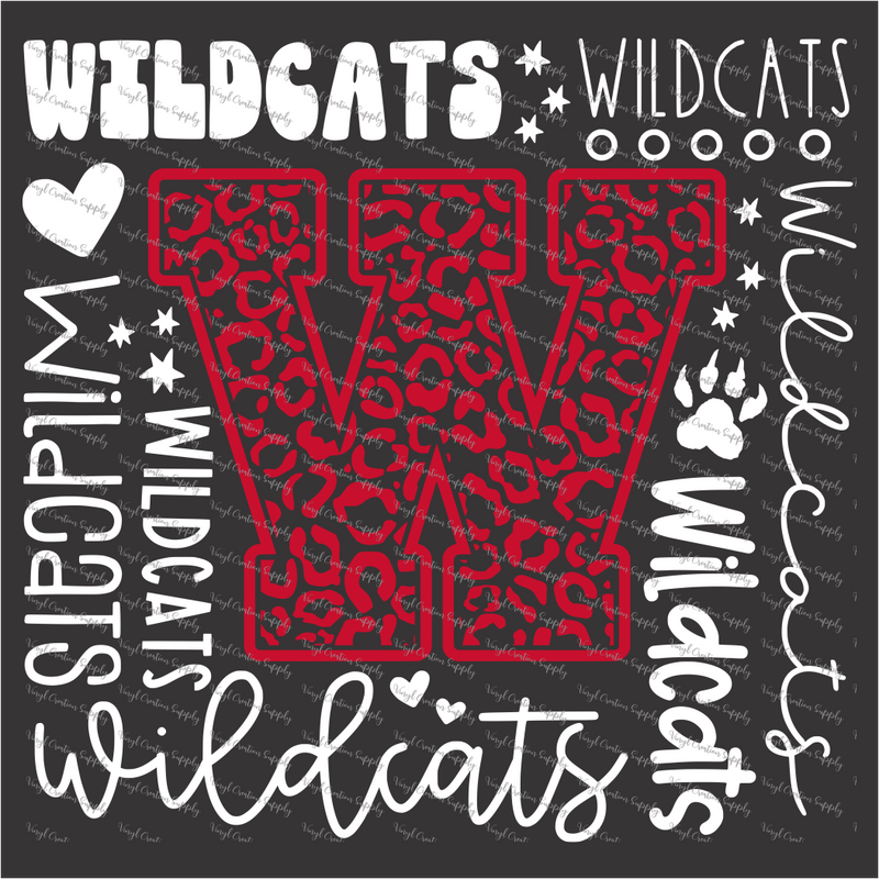 Wildcats Typography Red & White