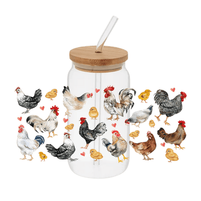 Chickens – Printed Libby Wrap (9.5" x 4.3" UV DTF) - Vinyl Creation Supply