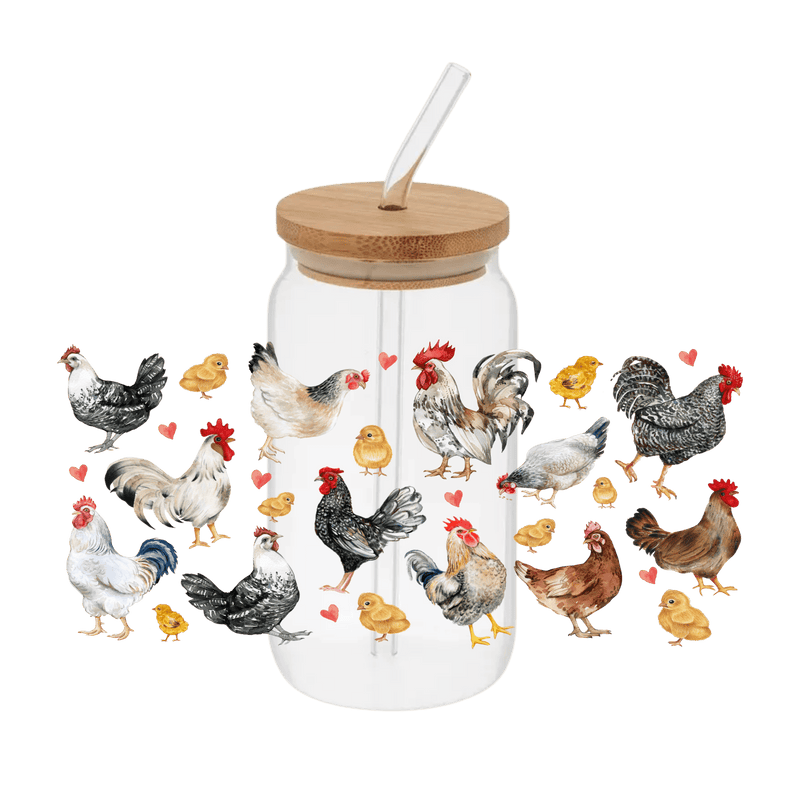 Chickens – Printed Libby Wrap (9.5" x 4.3" UV DTF) - Vinyl Creation Supply