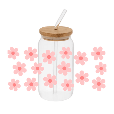Pink Flowers – Printed Libby Wrap (9.5" x 4.3" UV DTF) - Vinyl Creation Supply