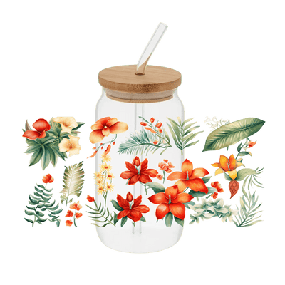 Tropical Floral – Printed Libby Wrap (9.5" x 4.3" UV DTF) - Vinyl Creation Supply