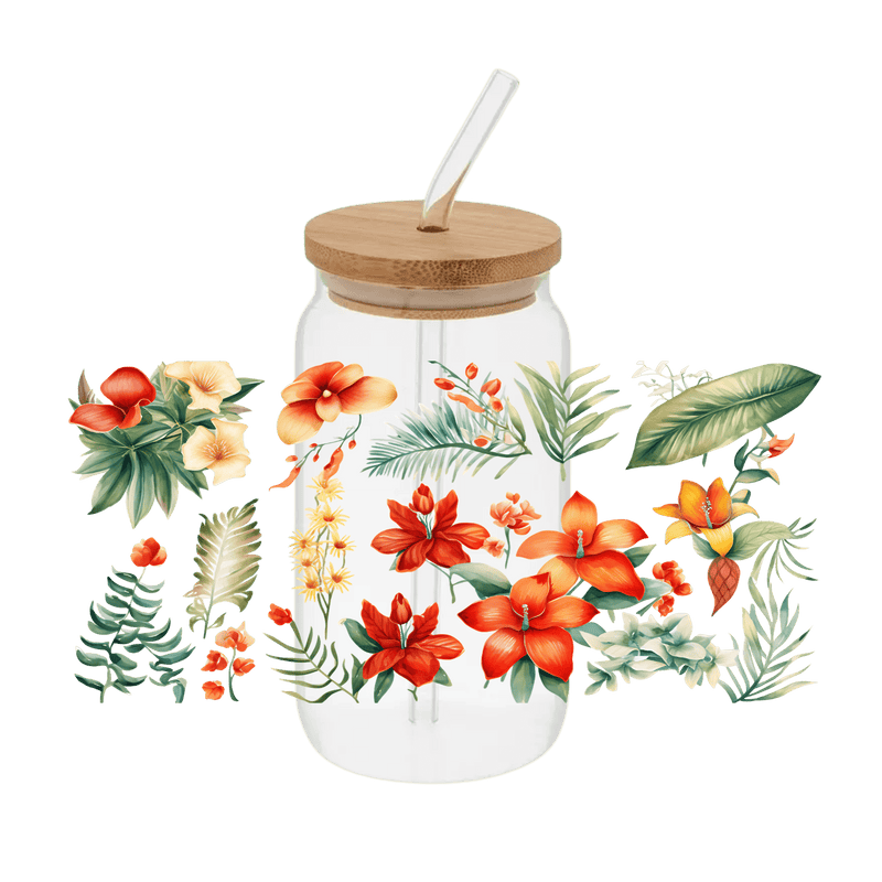 Tropical Floral – Printed Libby Wrap (9.5" x 4.3" UV DTF) - Vinyl Creation Supply