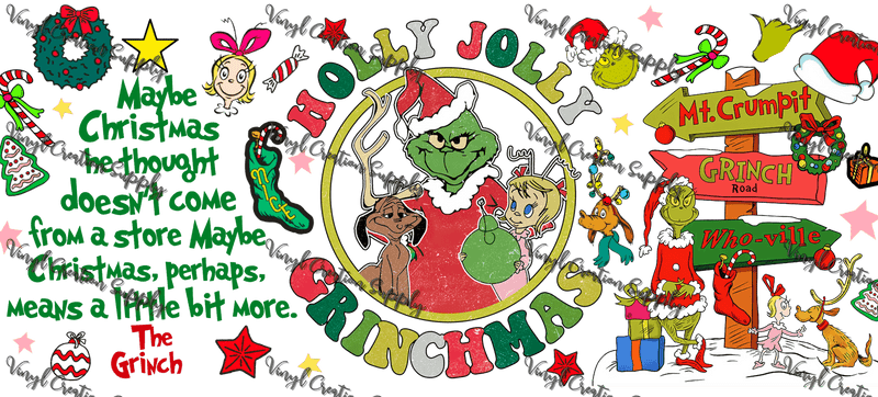 Grinchy 13– Printed Libby Wrap (9.5" x 4.3" UV DTF) - Vinyl Creation Supply