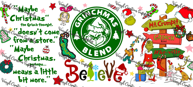 Grinchy 16– Printed Libby Wrap (9.5" x 4.3" UV DTF) - Vinyl Creation Supply