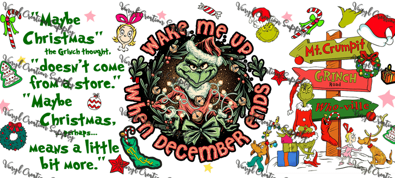 Grinchy 18– Printed Libby Wrap (9.5" x 4.3" UV DTF) - Vinyl Creation Supply