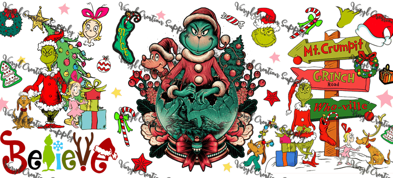 Grinchy 19– Printed Libby Wrap (9.5" x 4.3" UV DTF) - Vinyl Creation Supply
