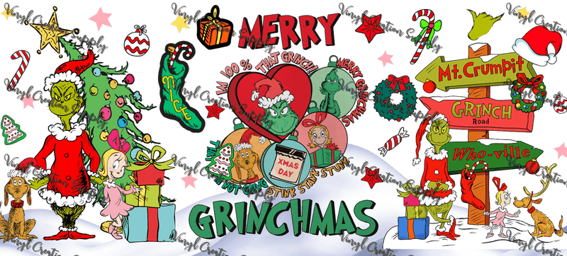 Grinch – Printed Libby Wrap (9.5" x 4.3" UV DTF) - Vinyl Creation Supply