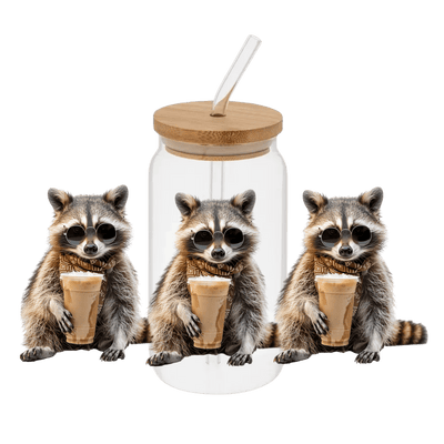 Racoon Coffee– Printed Libby Wrap (9.5" x 4.3" UV DTF) - Vinyl Creation Supply