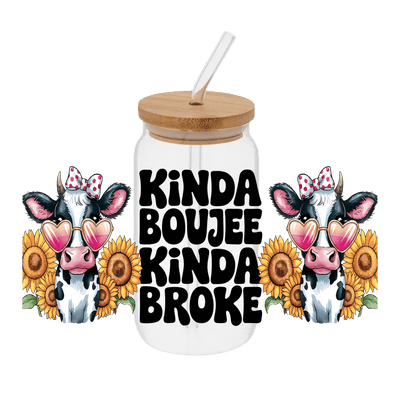 Kinda Boujee Cow– Printed Libby Wrap (9.5" x 4.3" UV DTF) - Vinyl Creation Supply