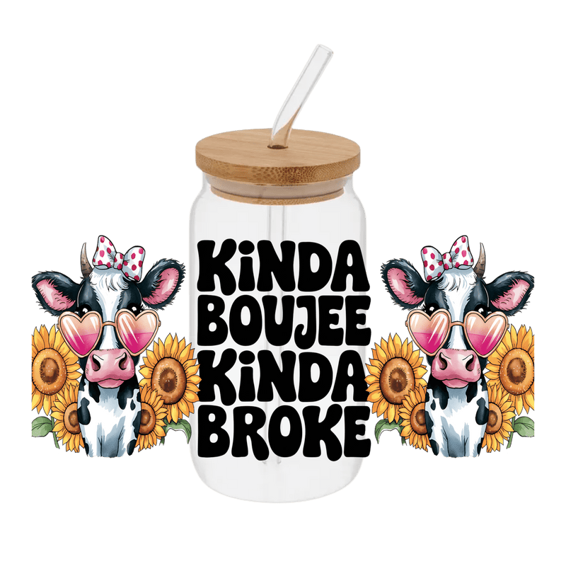 Kinda Boujee Cow– Printed Libby Wrap (9.5" x 4.3" UV DTF) - Vinyl Creation Supply