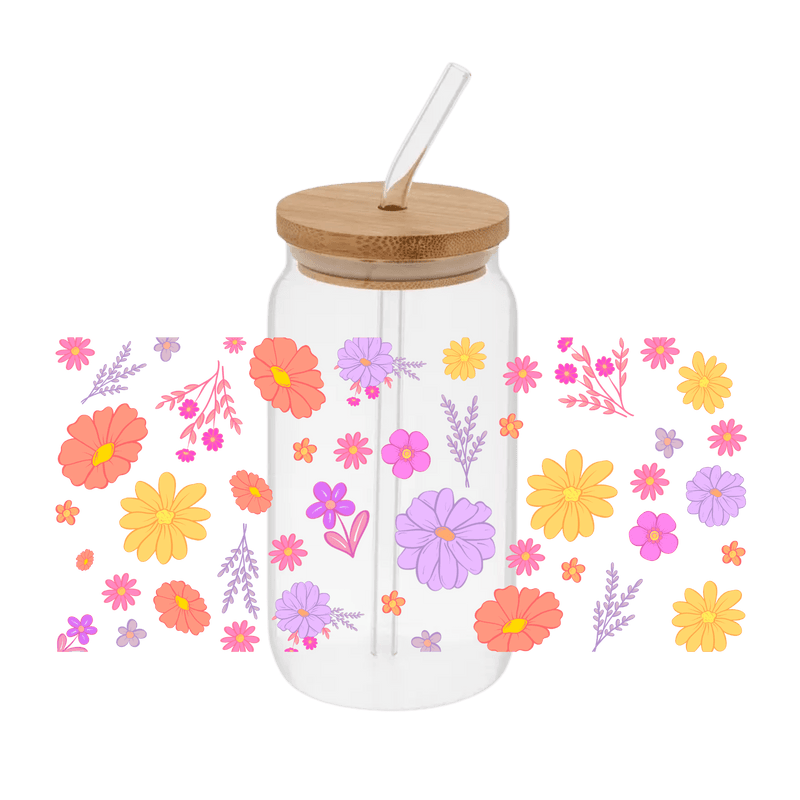 Colorful Flowers – Printed Libby Wrap (9.5" x 4.3" UV DTF) - Vinyl Creation Supply