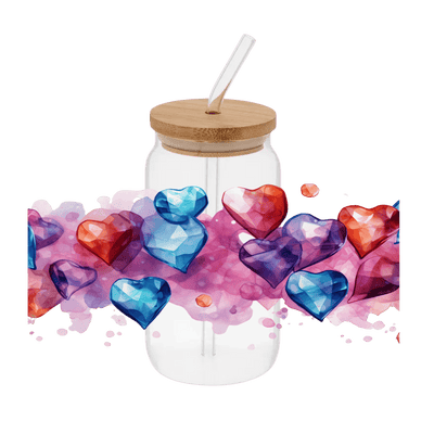 Diamond Hearts – Printed Libby Wrap (9.5" x 4.3" UV DTF) - Vinyl Creation Supply