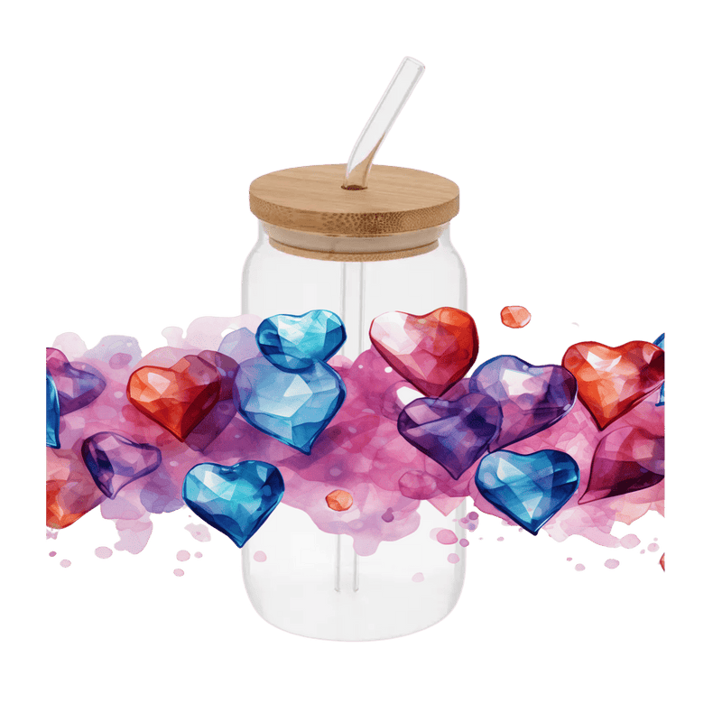 Diamond Hearts – Printed Libby Wrap (9.5" x 4.3" UV DTF) - Vinyl Creation Supply