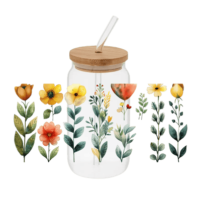 Floral 2 – Printed Libby Wrap (9.5" x 4.3" UV DTF) - Vinyl Creation Supply