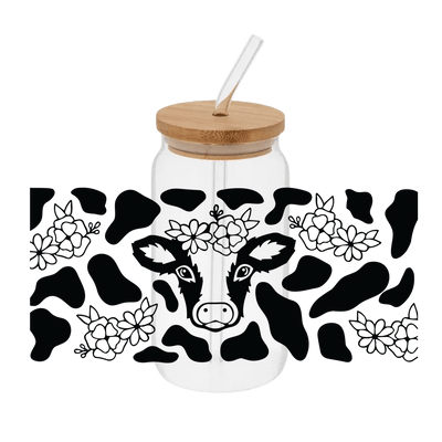 Cow Wrap Black– Printed Libby Wrap (9.5" x 4.3" UV DTF) - Vinyl Creation Supply