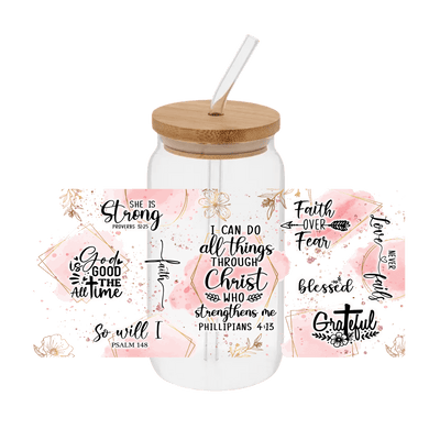 All Things Through Christ – Printed Libby Wrap (9.5" x 4.3" UV DTF) - Vinyl Creation Supply