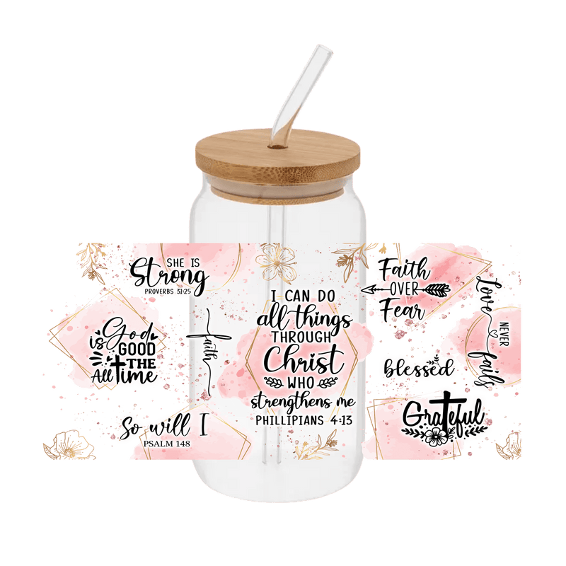 All Things Through Christ – Printed Libby Wrap (9.5" x 4.3" UV DTF) - Vinyl Creation Supply