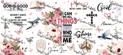 God Says You Are Floral – Printed Libby Wrap (9.5" x 4.3" UV DTF) - Vinyl Creation Supply
