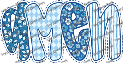 Amen Blue Floral Blue Stitch - Vinyl Creation Supply