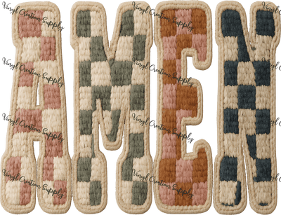 Amen Checkered Patch - Vinyl Creation Supply