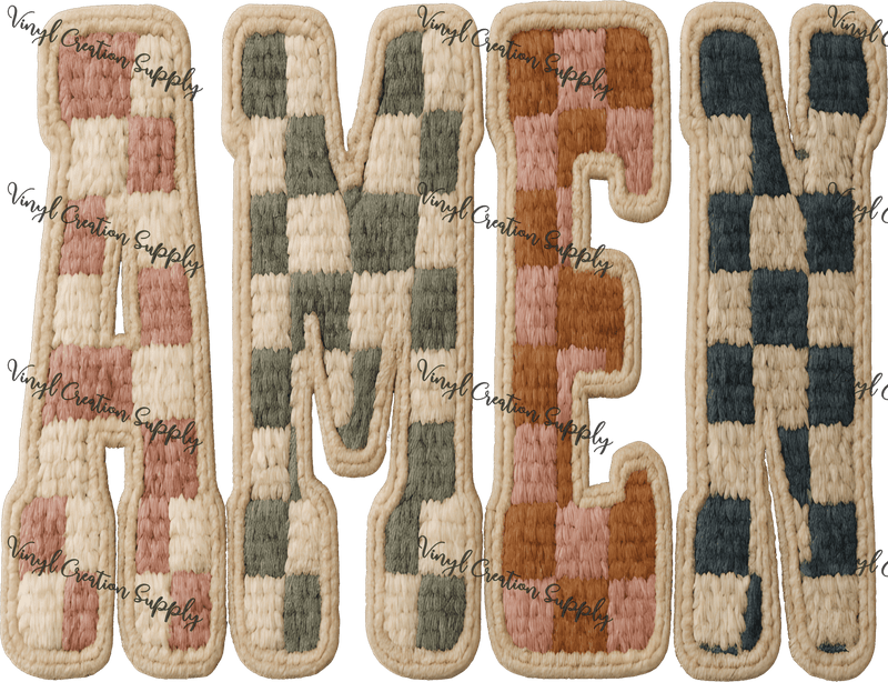 Amen Checkered Patch - Vinyl Creation Supply