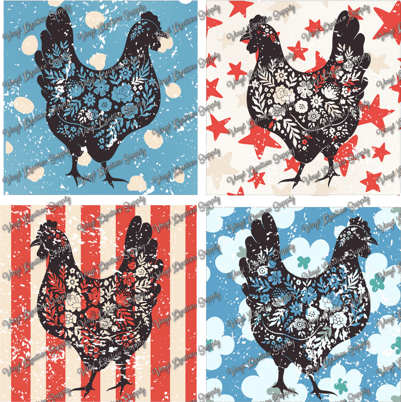 American Chicken Collage - Vinyl Creation Supply