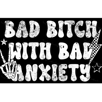 Bad Anxiety Skeleton Hand White Grunge - Vinyl Creation Supply