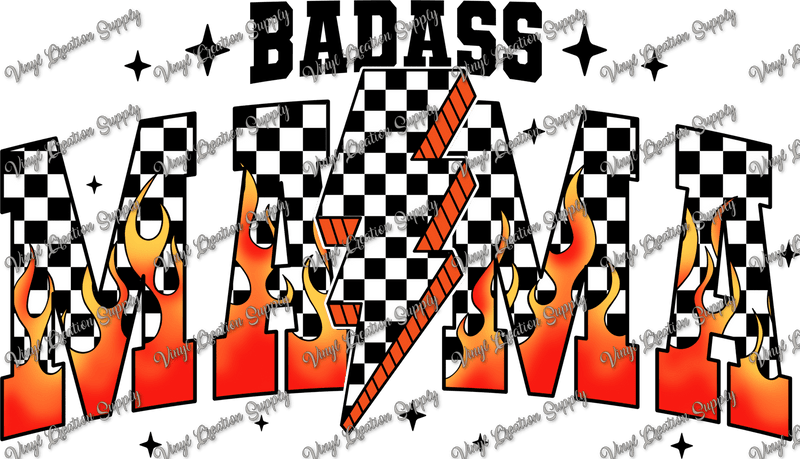 BadAss Mama Fire Checkered - Vinyl Creation Supply