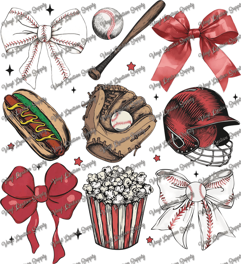 Baseball Hotdog Bow Collage