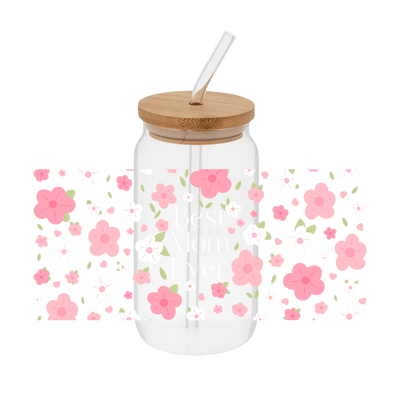 Best Mom Ever Floral – Printed Libby Wrap (9.5" x 4.3" UV DTF) - Vinyl Creation Supply