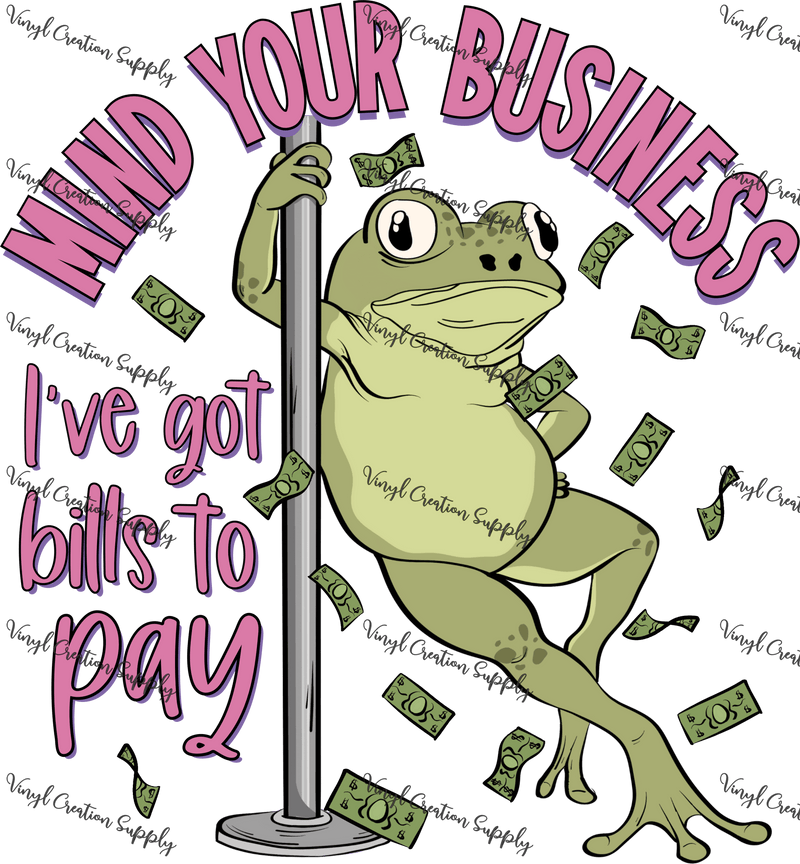 Bills To Pay Frog - Vinyl Creation Supply