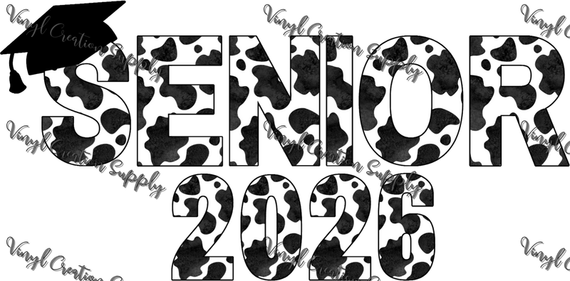 Black White Cow Senior 2026 - Vinyl Creation Supply