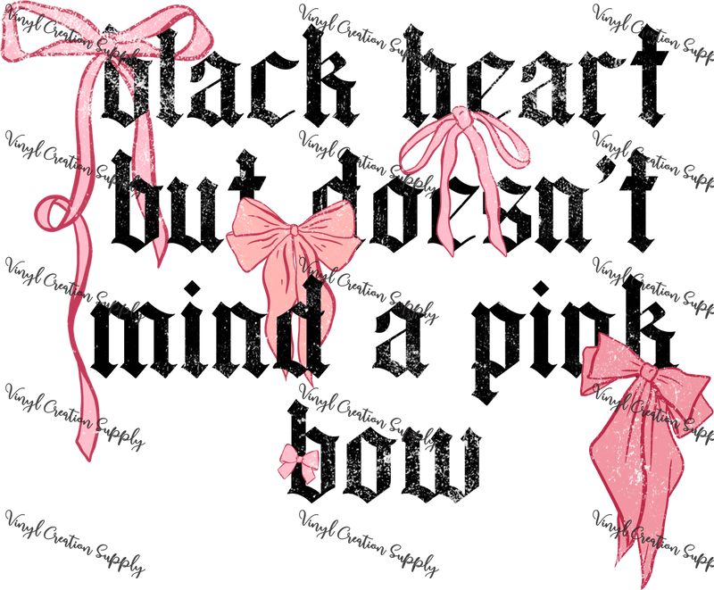 Black Heart Pink Bow Grunge Combo - Vinyl Creation Supply