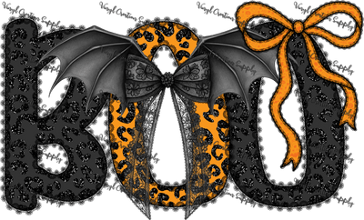 Boo Leopard Bow - Vinyl Creation Supply