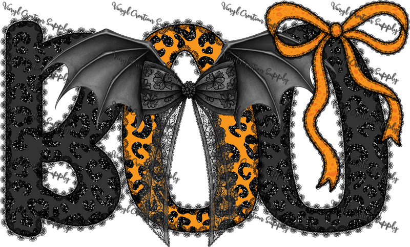 Boo Leopard Bow - Vinyl Creation Supply