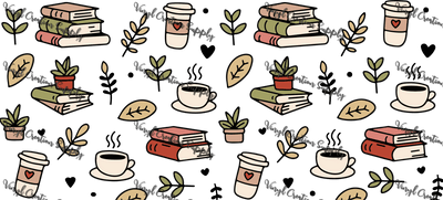 Books & Coffee – Printed Libby Wrap (9.5" x 4.3" UV DTF) - Vinyl Creation Supply