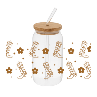 Boots Brown – Printed Libby Wrap (9.5" x 4.3" UV DTF) - Vinyl Creation Supply