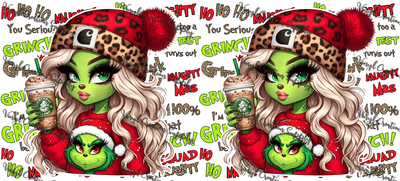 Boujee Greengirl White– Printed Libby Wrap (9.5" x 4.3" UV DTF) - Vinyl Creation Supply