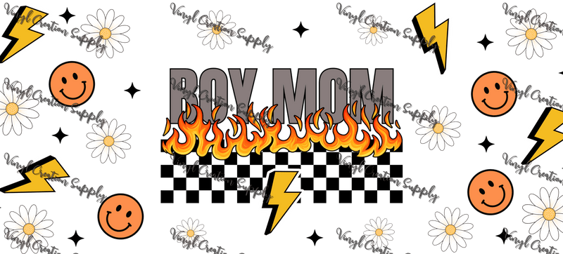 Boy Mom Fire – Printed Libby Wrap (9.5" x 4.3" UV DTF) - Vinyl Creation Supply