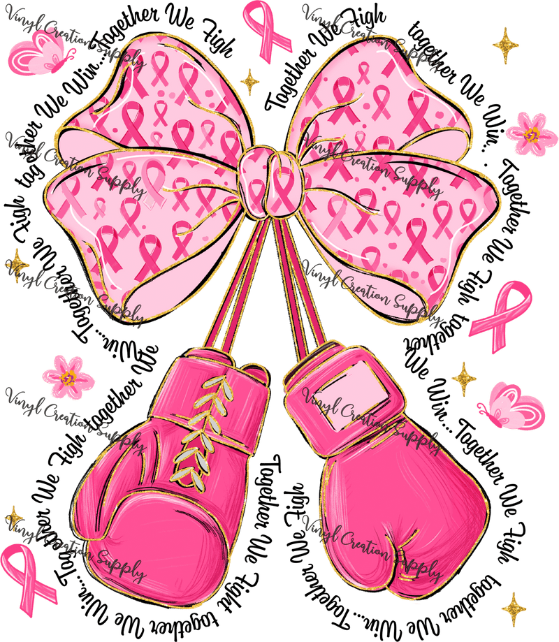 Breast Cancer Bow Boxing Gloves - Vinyl Creation Supply