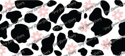 Cow Print Light Pink Flowers – Printed Libby Wrap (9.5" x 4.3" UV DTF) - Vinyl Creation Supply