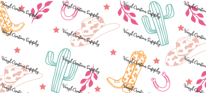 Cactus Western Wrap – Printed Libby Wrap (9.5" x 4.3" UV DTF) - Vinyl Creation Supply