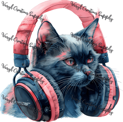 Cat With Headphones - Vinyl Creation Supply
